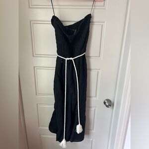J Crew size XL black strapless dress with smock top and belt